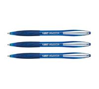Lot de 3 Stylos bille ATLANTIS SOFT Pointe Moyenne 1 mm Bleu - BIC - Rechargeable