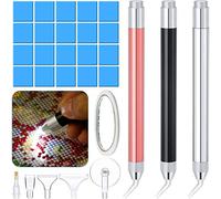 Lot de 3 stylos de peinture diamant à LED, avec 5 stylos de rechange, 20 pièces, colle de peinture 5D, accessoires en alliage d'aluminium