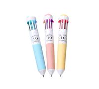 Lot de 3 stylos multicolores rétractables 10 couleurs en 1 - Stylos à bille multicolores pour fournitures scolaires et de bureau - Outil d'écriture multicolore portable