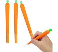 Lot De 3 Stylos Roller À Encre Gel Fine - Thème Carotte - Pointe 0,5 Mm - Pour Se Détendre, Concentration, Anti - Stress - Encre Noire