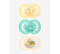 Lot de 3 sucettes en silicone MAM Original 18 mois+ jaune + vert + sable TU