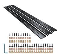 Lot de 3 supports cachés en acier de 76,2 cm, finition manteau noir pour le travail du bois - Trous longs (convient aux planches de différentes largeurs) et 2 types de vis de fixation