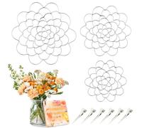 Lot de 3 supports d'arrangement de fleurs ronds en acier inoxydable avec couvercle pour arrangement de plantes