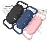Lot de 3 supports de collier pour Samsung Galaxy SmartTag 2, coque de protection en silicone pour Galaxy Smart Tag 2 pour animaux de compagnie, chats (noir/bleu marine/sable rose)