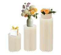 Lot de 3 supports de fleurs en carton - Cylindre en papier - 60/80/100 cm - Tabouret de fleurs avec plaques en PVC - Capacité de charge 30 kg - Structure en nid d'abeille - Pour fête, anniversaire
