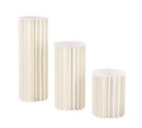 Lot de 3 supports de fleurs en papier - 40 cm, 60 cm, 80 cm de hauteur - Décoration de mariage - Décoration de table - Blanc - Colonne ronde - Pour fête de mariage, anniversaire
