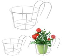 Lot de 3 supports de pots de fleurs en métal - Étagère à fleurs à suspendre avec crochets pour pots de fleurs - Rampe suspendue - Pour jardin, balcon, clôture, intérieur et extérieur
