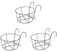 Lot de 3 supports de pots de fleurs en métal - Étagère à fleurs à suspendre avec crochets pour pots de fleurs - Rampe suspendue - Pour jardin, balcon, clôture, intérieur et extérieur