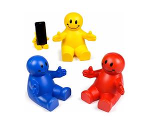 Lot de 3 supports de téléphone en silicone avec visage souriant, support de bureau flexible