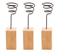 Lot de 3 supports décoratifs en métal en forme de tasse avec base en bois, convient pour une utilisation en intérieur et en extérieur, pour bureau, table ou terrasse