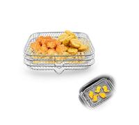 Lot de 3 supports empilables pour friteuse à air comprimé - Accessoires de friteuse à air comprimé - 19,8 cm - En acier inoxydable - Plateau de déshydrateur multicouche pour rôtir (rectangle)