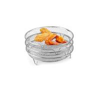 Lot de 3 supports empilables pour friteuse à air comprimé - Accessoires de friteuse à air comprimé - 20,3 cm - En acier inoxydable 304 - Plateau multicouche pour friteuse à air et four (rond)