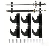 Lot de 3 supports muraux en acrylique pour sabre laser pour exposer des épées et accessoires de collection dans le bureau à domicile, avec design horizontal robuste (noir)