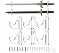 Lot de 3 supports muraux en acrylique pour sabre laser - Présentoir horizontal transparent pour objets de collection, épées et haches - Décoration d'intérieur robuste - 8,9 x 8,9 cm - Transparent