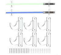 Lot de 3 supports muraux en acrylique pour sabre laser - Support horizontal robuste transparent/noir pour objets de collection, épées et haches