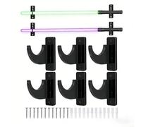 Lot de 3 supports muraux en acrylique pour sabre laser - Support horizontal robuste transparent/noir pour objets de collection, épées et haches (noir)