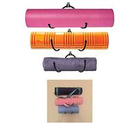 Lot de 3 supports muraux en mousse pour tapis de yoga et porte-serviettes Crochets flexibles et réglables - Idéal pour la maison,les petits studios,les cours de fitness ou une utilisation commerciale
