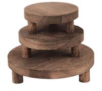 Lot de 3 supports ronds en bois pour pot de fleurs, bougies, objets de décoration d'intérieur et d'extérieur (feu lourd)