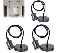 Lot de 3 suspensions de lampe E27 avec câble rétro avec câble de 100 cm - Suspension vintage avec support de plafond - Pour la maison, le bar, le café
