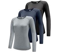 Lot de 3 t-shirts à manches longues pour femme - UPF 50+ - Protection solaire, Lot de 3 - Noir/Marine/Gris carbone, XL