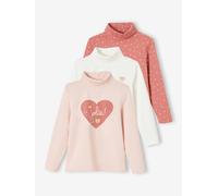 Lot de 3 T-shirts col roulé fille lot rose poudré 8A