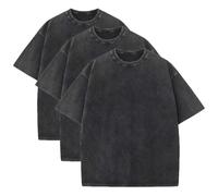 Lot de 3 t-shirts d'été surdimensionnés en coton lourd pour homme, vintage, coupe ample, manches courtes, t-shirts décontractés pour hommes et femmes, Noir - 3 pièces, XL