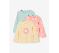 Lot de 3 t-shirts fille fantaisie manches longues bleu grisé 3A