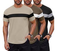 Lot de 3 T-Shirts Homme à Rayures Bretonnes Colorées - Coton Respirant Style Marin - Manches Courtes Col Rond pour Été 2025 (FR/ES, Alpha/Lettres, 3TG, Taille Normale, Taille Normale, 3pc-03)