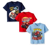 Lot de 3 t-shirts pour tout-petits gar ons Blaze et Monster Machines de Nickelodeon, rouge/bleu roi/bleu ciel, 5 ans