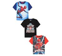 Lot de 3 t-shirts Spiderman pour garçons et filles, bleu, 7-8 ans
