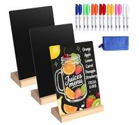 Lot de 3 tableau noir A5 avec Support,Tableaux Synthétiques Réutilisables,Mini Tableaux pour Prix pour Marque-places pour Buffet et Mariage Avec 14 Marqueur(20 x 15 cm)