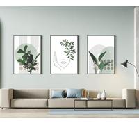 Lot de 3 tableaux décoratifs bohèmes modernes - Images de plantes - Paysage naturel - Plage - Art abstrait - Sans cadre (50 x 70 cm, 3 pièces, Poster-05)