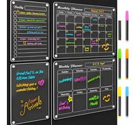 Lot de 3 tableaux effaçables en polyacrylate pour organisation du réfrigérateur mettant en évidence l'installation simple et indicateurs inclus