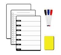 Lot de 3 Tableaux Magnétiques pour Frigo - Planning Hebdomadaire et Pense-bête Aimantés - Inclus 3 Marqueurs + 1 Gomme - AIMANTS