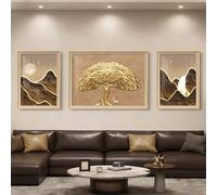 Lot de 3 tableaux sur toile, triptyque représentant un paysage naturel, décoration murale « Arbre de vie », œuvre d'art moderne encadrée pour chambre à coucher, couloir(C,35 * 50/75 * 50/35 * 50CM)