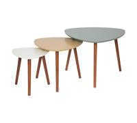 Atmosphera – Tables basses gigognes Miléo – Lot de 3 L34/46/60 cm – Vert/Jaune ocre/Blanc