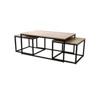 Lot de 3 Tables Basses, Collection Loft, Bois/Métal, Bois,100x60x45 cm