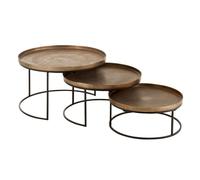 Lot de 3 Tables Basses Gigognes "Bano" 80cm Rouille