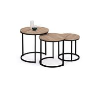 IDMarket - Lot de 3 Tables Basses gigognes Detroit Rondes 35/40/45 Design Industriel