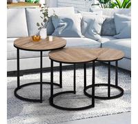 Lot de 3 tables basses gigognes DETROIT rondes 35/40/45 design industriel Multicolore