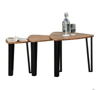 Lot de 3 tables basses gigognes HOMCOM MDF 56x54.2x45.5cm Noyer