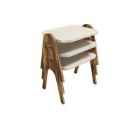 Lot de 3 tables basses gigognes Paris en bois 48 x 35 x 72 cm Crème