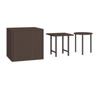 Lot de 3 tables basses marron en polyrotin et acier | Rotin PE, acier verni, 3 tailles, utilisation intérieure et extérieure, nettoyage facile