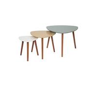 - Lot de 3 tables d'appoint design Mileo - Vert, ocre et blanc