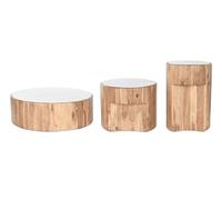 Lot de 3 tables d'appoint en bois d'acacia coloris naturel -PEGANE -