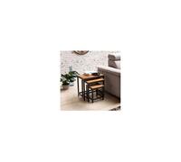 Lot de 3 tables d'appoint en sheesham massif et métal - SINKI