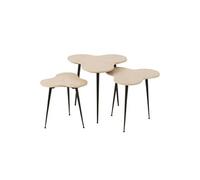 Lot de 3 Tables d'Appoint Gigogne "Abeille" 61cm Blanc Beige