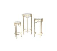 Lot de 3 Tables d'Appoint Gigognes "Dolly" 70cm Or