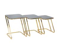 Lot de 3 Tables d'Appoint Gigognes "Simple" 55cm Noir & Or