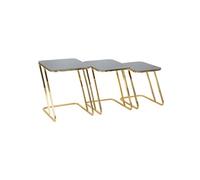 Lot de 3 Tables d'Appoint Gigognes "Simple" 55cm Noir & Or